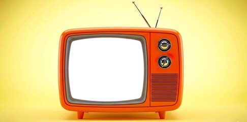 retro tv set with blank screen 