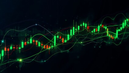 Stock market analysis chart with green and red candlesticks for investment strategy data