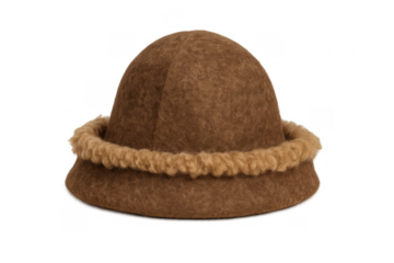 Brown felt winter hat with a fuzzy band, a warm fashion accessory for protection from cold weather