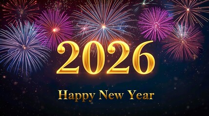 Happy New Year 2026 Fireworksm Celebration