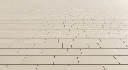 An abstract perspective of a pale beige tiled floor receding into the distance, creating a minimalist and geometric background