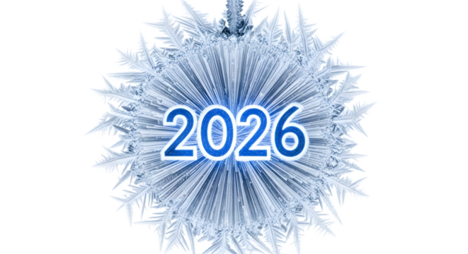 2026 frosty new year isolated on transparent background - Powered by Adobe