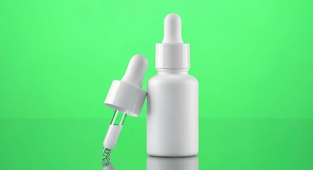 Sleek white dropper bottle with pipette poised for product display and branding