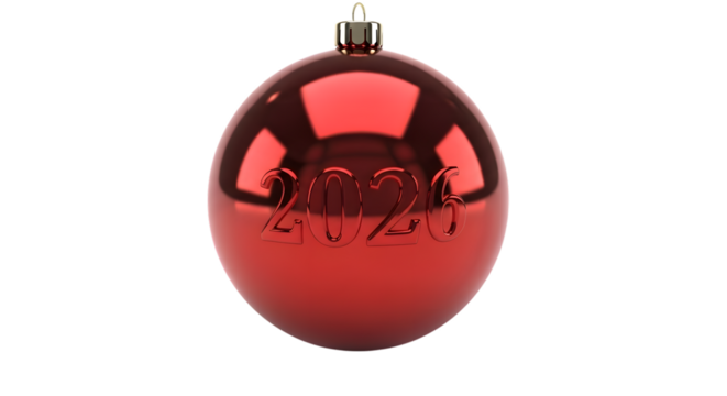 2026 christmas ornament isolated on transparent background
