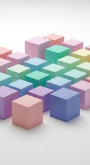 Soft pastel color cubes arranged in a dynamic, modern composition, perfect for design