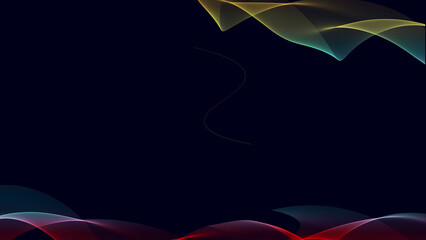 Vibrant, glowing abstract flow pattern creating liquid light waves on a deep black background.