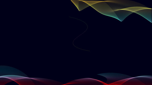 Vibrant, glowing abstract flow pattern creating liquid light waves on a deep black background.