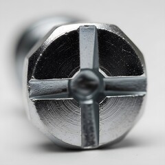 Extreme macro of an industrial combination hex bolt head with a Phillips drive