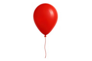 Red balloon floating, symbolizing celebration, party, love, and joy with transparent background
