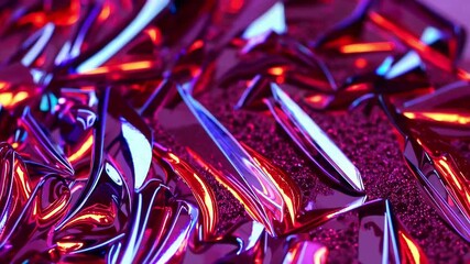Vibrant abstract design featuring sharp metallic shapes in vivid red and purple tones with reflective surfaces. concept of modern art, futuristic decor, dynamic background - Powered by Adobe