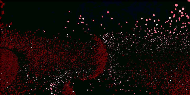 Abstract black and red vector background with bright light, fire particle pattern, and shiny star design for a holiday or love illustration