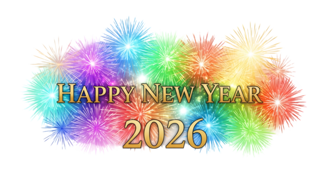 New year 2026 fireworks isolated on transparent background - Powered by Adobe