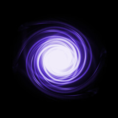 Intense purple light swirl on a black background, suggesting speed, magic, or an abstract portal effect