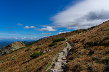 Mountain trail in the Western Tatras in September.