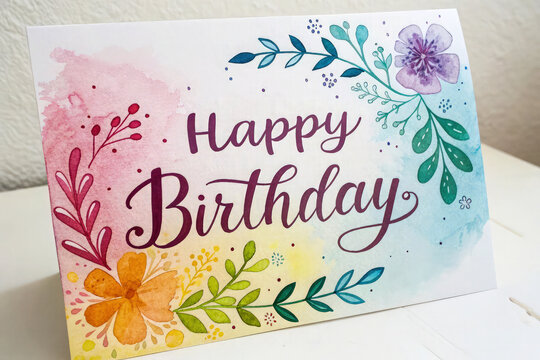 Happy Birthday Watercolor Floral Card