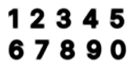 Numbers halftone effect Font Vector Graphic Illustration