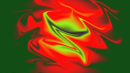 Abstract swirling mixture of crimson red green and black color liquid blend