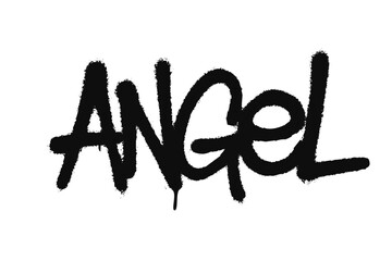 Isolated black graffiti style Angel text word graphic
