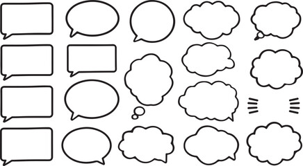 Obraz premium A versatile graphic set featuring a collection of diverse empty speech bubbles and thought clouds perfect for communication ideas and dialogue design projects