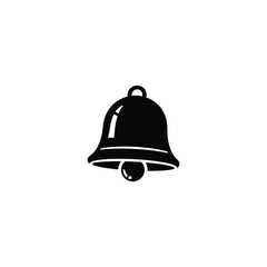 Classic black bell icon with a clapper isolated on transparent background