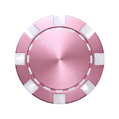 Elegant rose gold casino poker chip with white accents isolated on transparent background