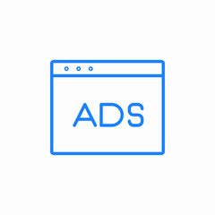 web interface with ads label icon sign vector