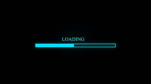 Loading animation, Blue bar code and download button on a black background, a web technology concept icon