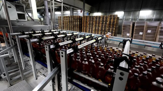 Production line of bottling of beverage into plastic bottles