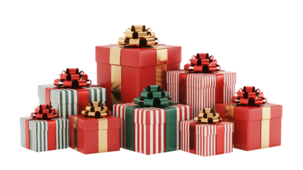 Festive gift boxes with bows, perfect for holiday celebrations and giving