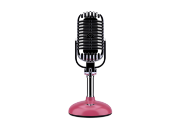 Vintage retro microphone with a pink base isolated on transparent background