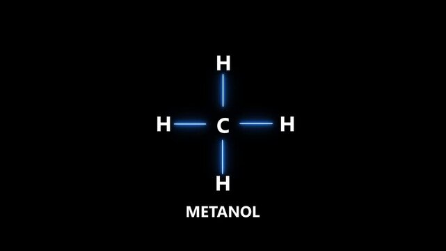 Methanol Molecule Structure on black Background.