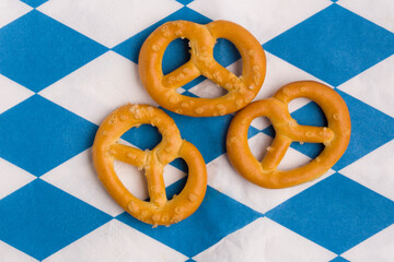 small pretzels on a checkered background
