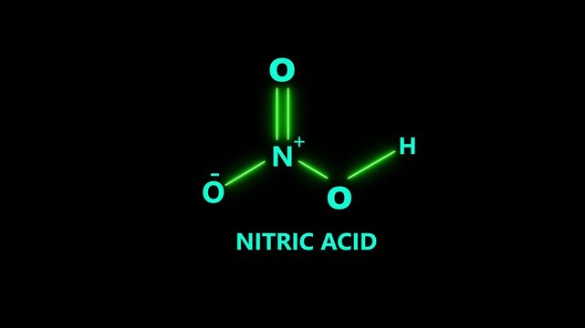 Nitric acid molecule structure on black screen