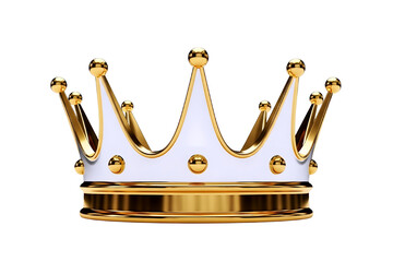 Luxurious golden and white royal crown with ornate details isolated on transparent background