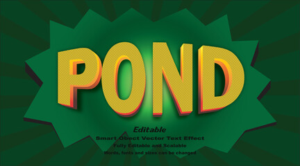 Pond text effect water, nature, calm and  reflection typography.