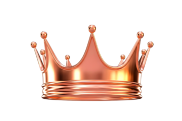 Luxurious and ornate rose gold crown with intricate details isolated on transparent background