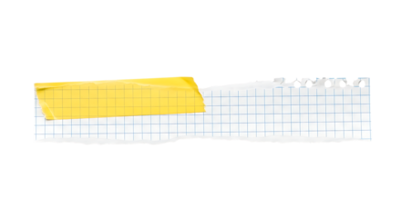 Torn checkered paper with yellow tape A simple design element for notes, reminders, or messages
