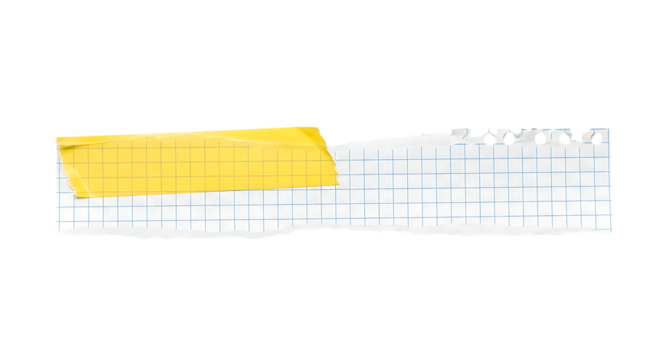 Torn checkered paper with yellow tape A simple design element for notes, reminders, or messages