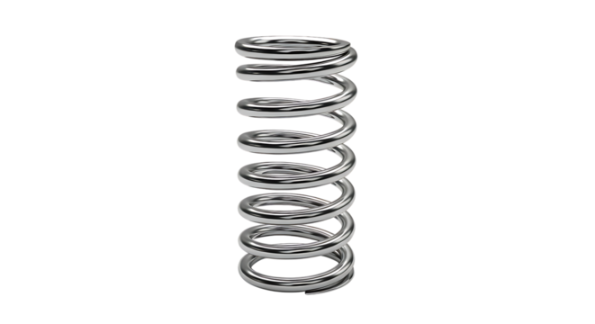 Silver Metal Coil Spring Isolated on White Background - Product Photography