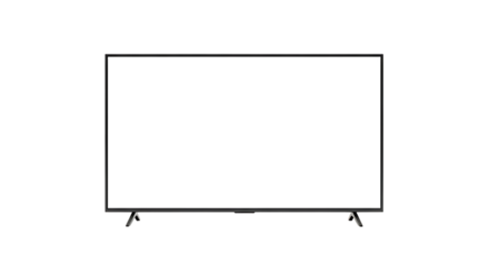 Modern flat screen television set on a white background with a minimalist design and thin bezels