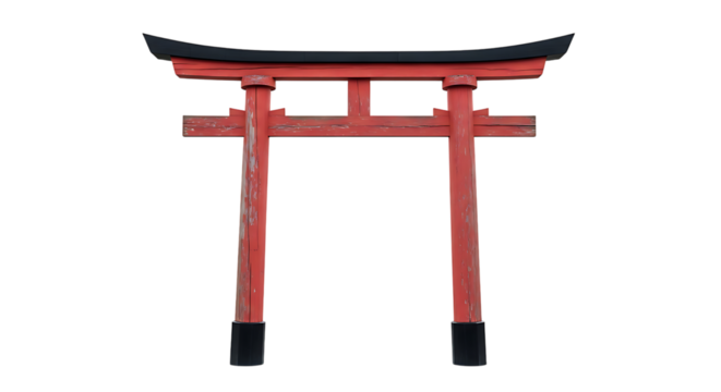 Traditional Red Torii Gate Isolated Symbol of Shinto Shrine Entrance with Architectural Detail