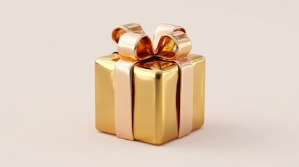 Stunning luxury gold gift box with rose gold ribbon, perfect for exclusive celebrations, promotions, and premium brand marketing campaigns.