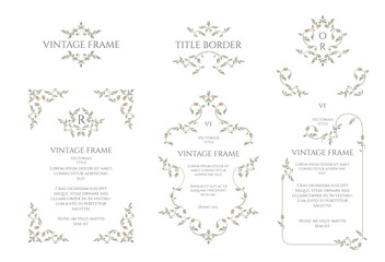 Collection of retro frames, borders, and monograms. Art Nouveau floral patterns.