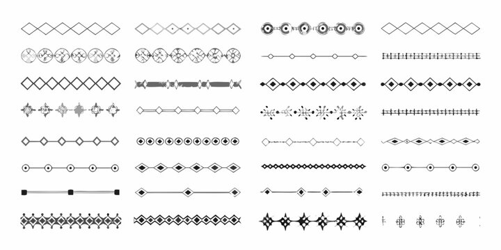 Collection of decorative line dividers and borders featuring geometric shapes and ornate patterns