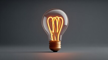 Captivating incandescent light bulb glows with bright warm energy, symbolizing brilliant ideas, innovation, and inspiration on a clean dark background.