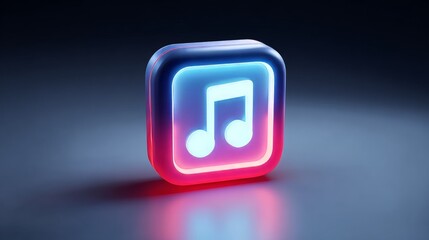 Captivating modern music icon glows with vibrant neon light, perfect for digital media and entertainment branding
