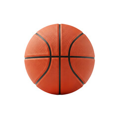 Fototapeta premium Detailed orange basketball, with black seams and textured surface, cutout, PNG isolated on white or transparent background