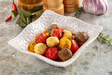 Shanklish cheese with spices in the oil