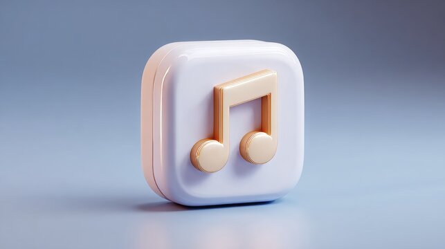 Elegant 3D music note icon design, perfect for modern app interfaces, digital branding, and creative projects needing a touch of sophistication.