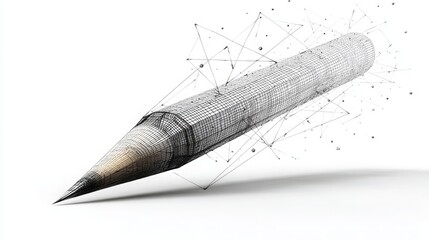 Dynamic pencil sketch transforms into digital network, symbolizing innovation and creative ideas bursting forth